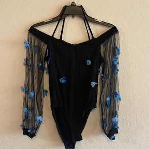 3D butterfly and mesh bodysuit
